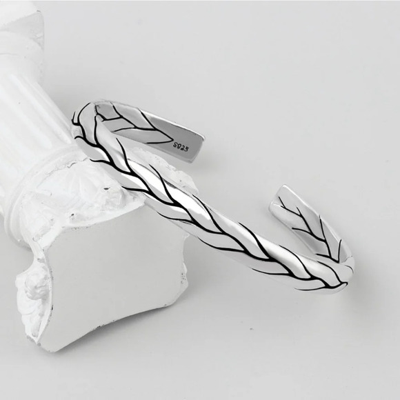 Braided Adjustable Cuff Bracelet‎ | 925 Sterling Silver - Picture 8 of 13